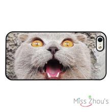 Funny Cat Meow Crazy back skins mobile cellphone cases cover for iphone 4/4s 5/5s 5c SE 6/6s plus ipod touch 4/5/6