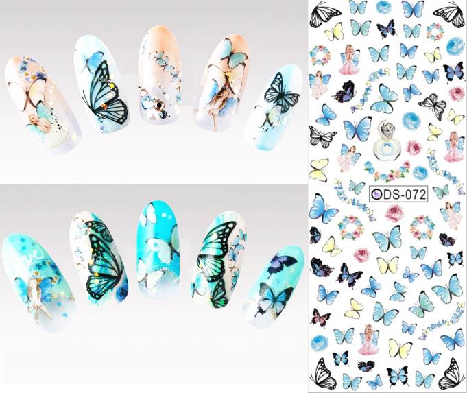 Image of DS072 2015 Nail Design Water Transfer Nails Art Sticker Colored Butterfly Nail Wraps Sticker Watermark Fingernails Decals