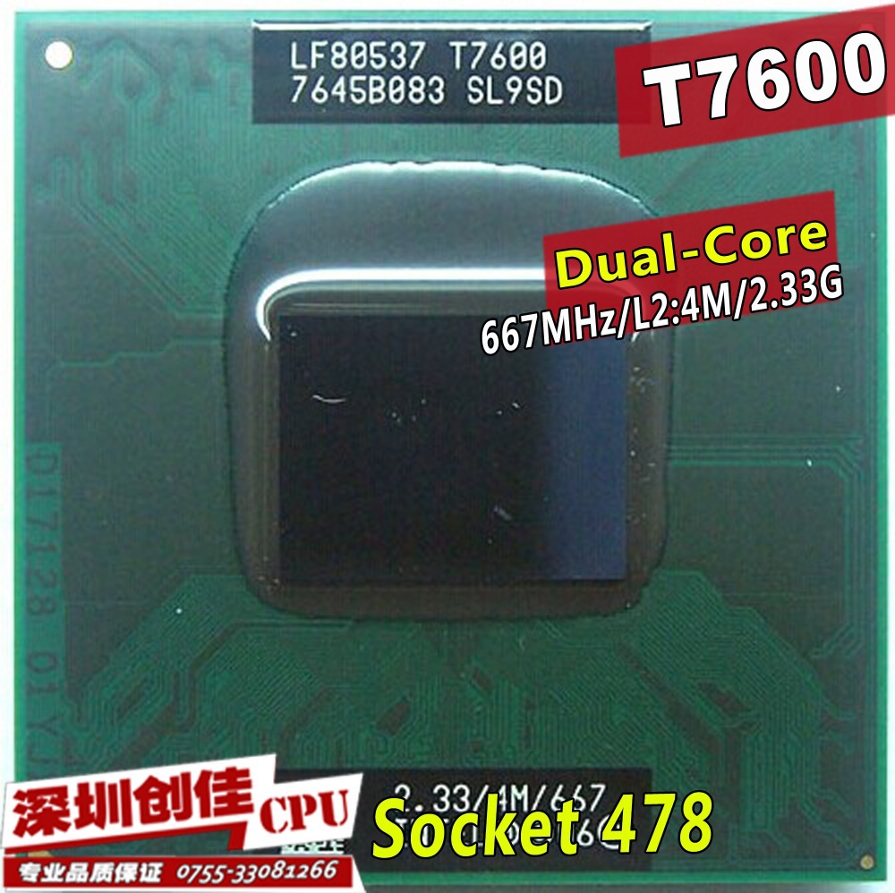 Intel  duo t7600 cpu ( 4 m , 2.33 , 667   ) scoket 478,  -     945 