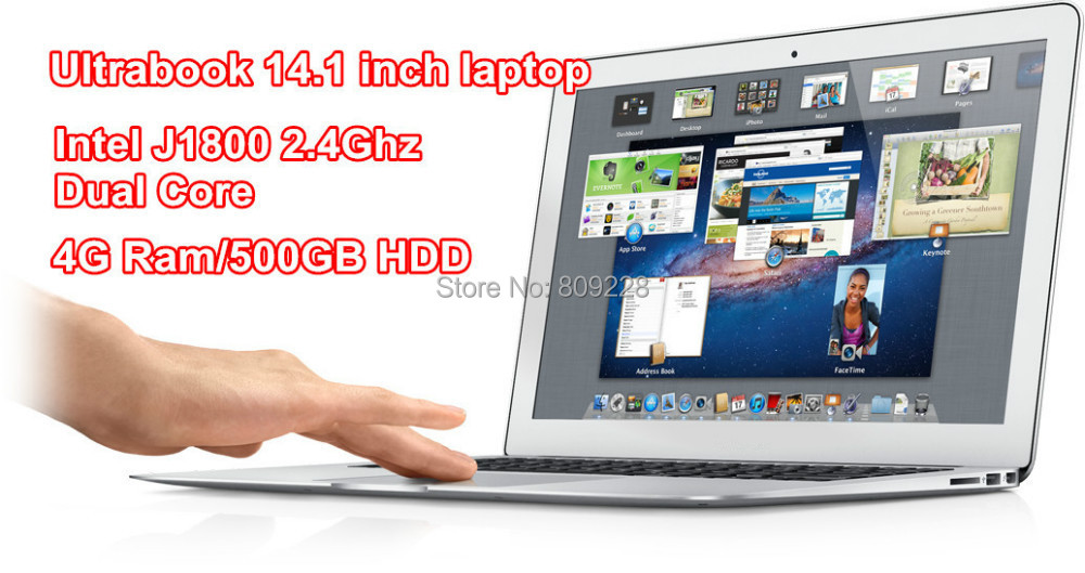 Free Shipment Upgrade 14 1 inch Slim laptop 4G 500GB win8 Intel J1800 2 4GHz Dual