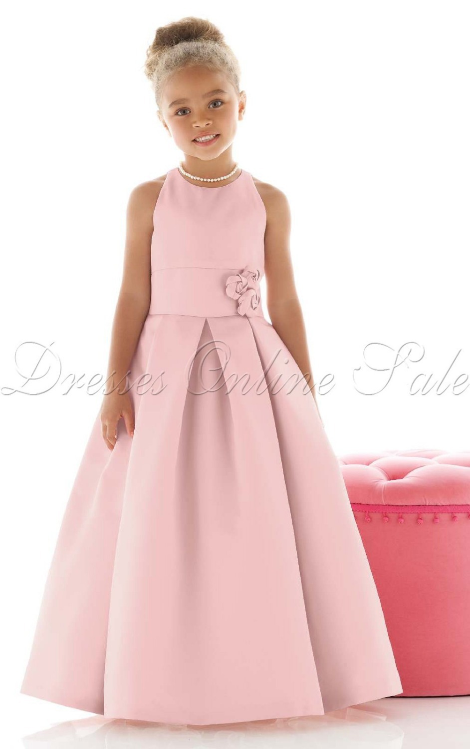 Фотография 2014 a-line pink hot flower girl dress for wedding kids princess dress,pink girl party dress,flower girl dresses ball gown T232
