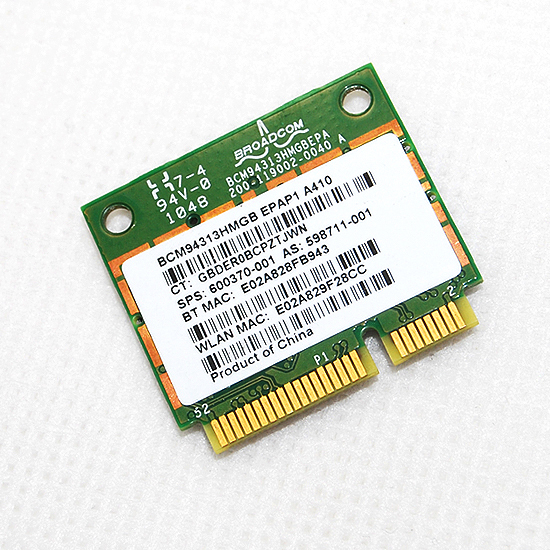 Broadcom  PCI-E  WI-FI Wlan  BCM4313 BCM94313HMGB Wlan   WI-FI Bluetooth 4.0  600370-001  hp