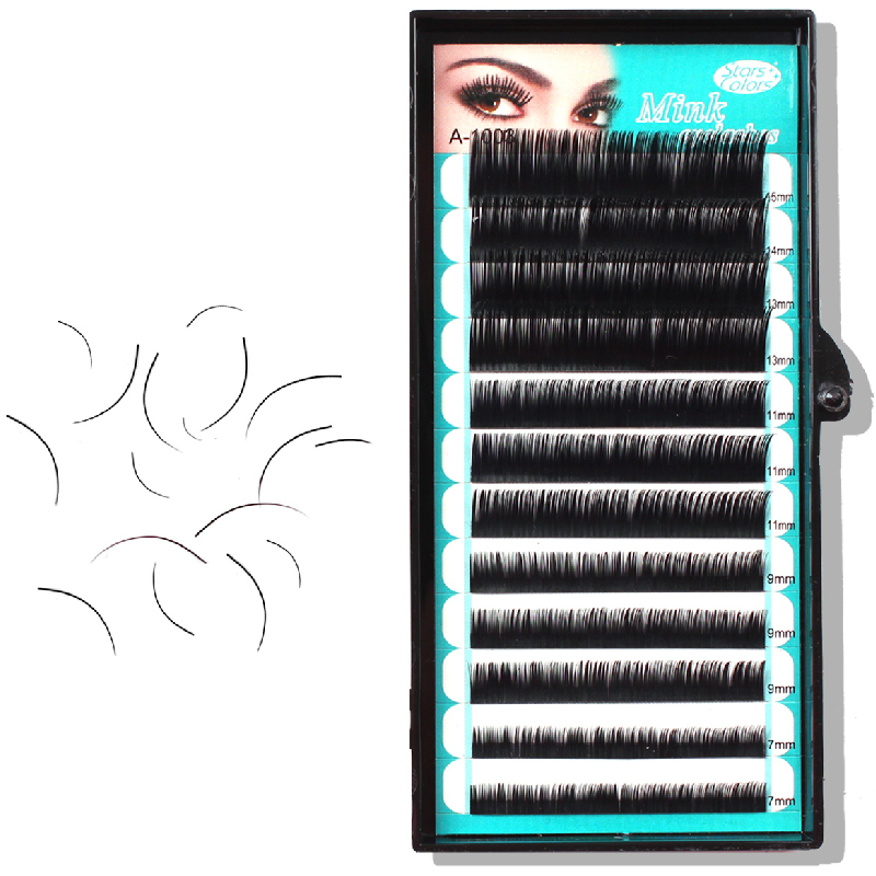 C Curl Natural Black Individual False Eyelashes Extension Mixing Length 7-15mm Fake Eye Lash