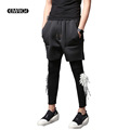 2 Pieces Men Pant Fashion Feather Slim Fit Male Casual Harem Trousers Jogger Sweatpants Stage Show