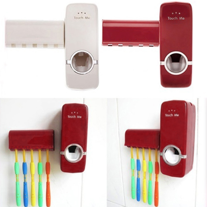 Wholesale Automatic Toothpaste Dispenser + 5 Toothbrush Holder Set