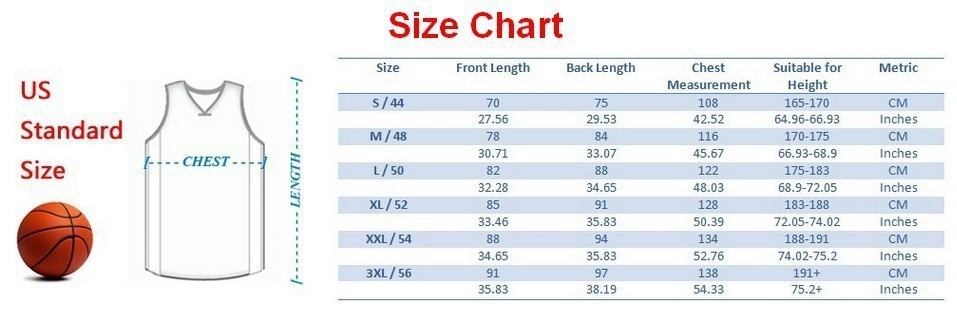 basketball size chart