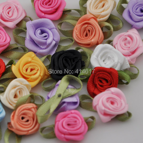 Image of 20pcs Satin Ribbon Flowers Bows Rose Sewing Wedding Appliques U pick A039