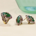 Emerald Indian Jewelry Sets Luxury Costume Bijoux Bijuterias Joyas Wedding Turquoise CZ Zirconia French Hooks Vintage