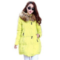 Korean 2017 New Fashion Hooded Winter Jacket Women Artificial Fur Collar Winter Coat Slim Warm Long
