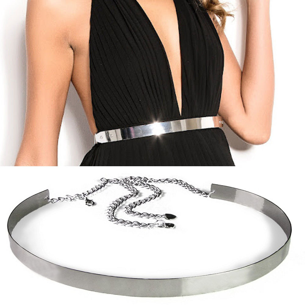AliExpress Best Deal 2015 New Woman Fashion Punk Full Metal Mirror Waist Belt Metallic 