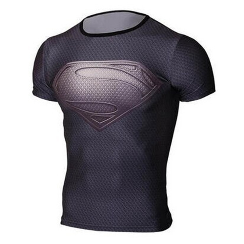 Image of NEW 2015 Captain America Fitness T shirt superman breathable t-shirt men's sports Workout clothes free shipping
