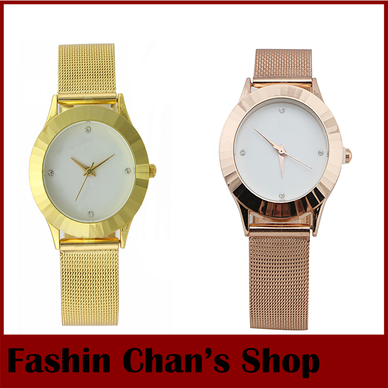 2014 Fashion Quartz Gift Clock Stainless Steel Hours Casual Elegance Ladies Dress Box Luxury Famous Brand