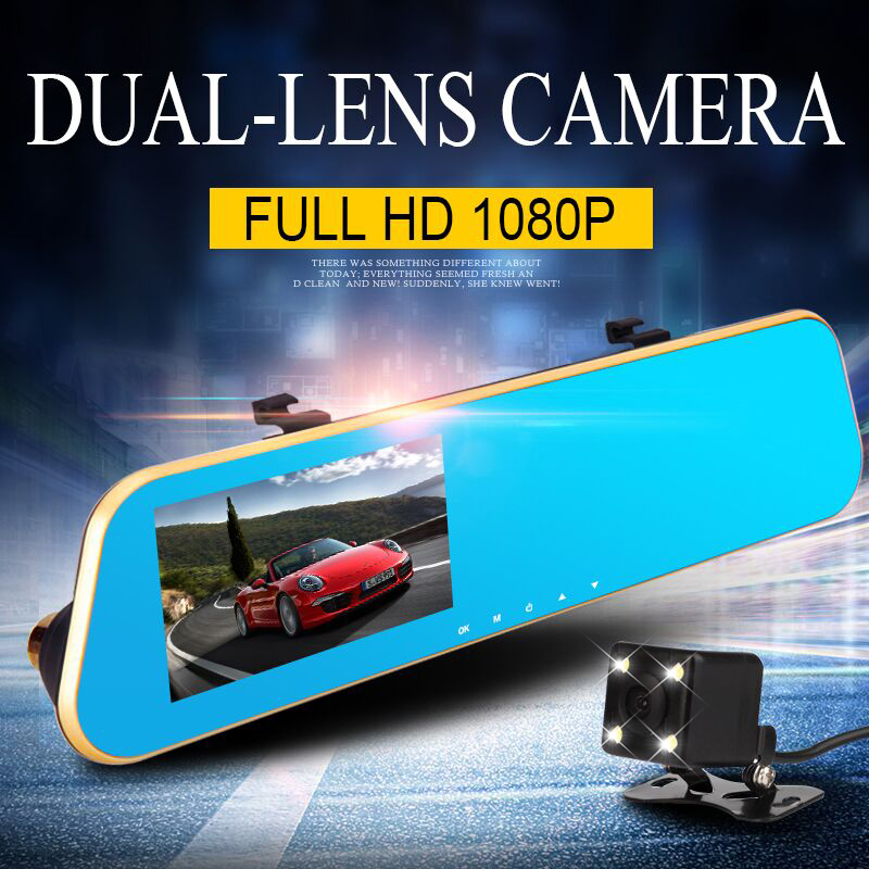 Image of Full HD 1080P Novatek 96650 Car Camera Dvr Blue Rearview Mirror Digital Video Recorder Auto Navigator 170 Degree Wide Angle