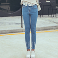New Women High Waist Jeans Femme Scratched hole trousers Skinny Slim Elastic Ankle length Jeans Fit
