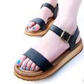 Sandals female summer heavy bottomed Genuine leather flat sandals big yards 42 43 Women Shoes Flip