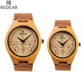 Simple Bamboo Analog Quartz Nature Wood Wrist Watch Women Ladies Hot Bangle Genuine Leather Band Strap
