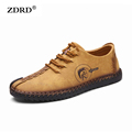 2017 Nubuck Leather Shoes Men Flats Shoes Yellow Black Round Toe Leather Fashion Flats Men Oxfords