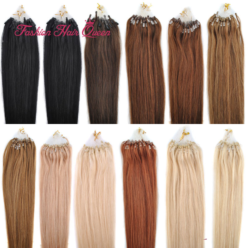 Image of 0.5g/strand 100pcs Micro Loop Hair Extensions Brazilian Remy Virgin Human Hair 16"18"20"22"24" 40-60cm 12Color Quality Hot Sale