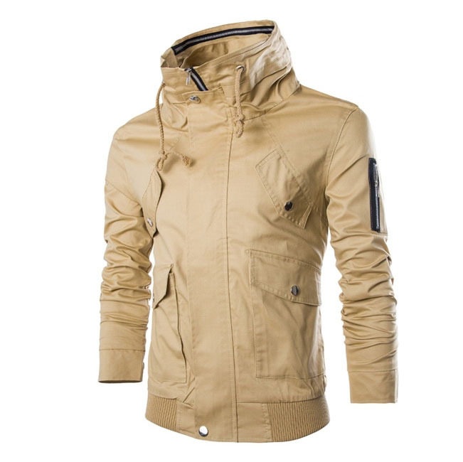 2015 Autumn Spring Fashion Men Casual Jacket Coat Multi-Pocket Jacket Collar Men Cultivating Solid Foreign Trade Jacket 13M0155