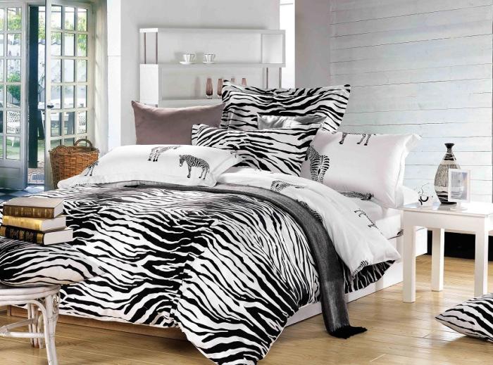 Us 119 0 Black And White Zebra Print Bedding Set Queen Size Duvet Cover Quilt Bed In A Bag Linen Sheet Bedspread Bedclothes 100 Cotton