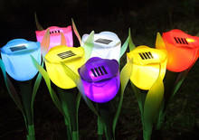 2015 NEW Outdoor Yard Garden Path Way Solar Power Tulip Landscape Flower Lights