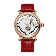 Luxury Watch Women Men SKONE Gold Hollow Clock Women Dress Watch Mechanical Automatic Self Wind Movement Ladies Watch Relojes