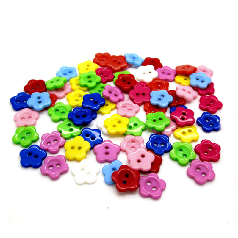 Image of 300Pcs Mixed 2 Holes Resin Flower Sewing Buttons Scrapbooking 11x11mm Knopf