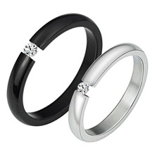 Fashion Imitation Diamond Jewelry Wedding Ring Austria Cubic Zirconia Stainless Steel Ring Three Color Full Size