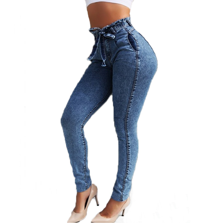 MERRYDAY Woman Denim Skinny Ultra Stretchy Tassel Ripped Jeans Pants