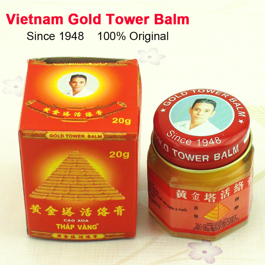 Image of 100% Original Vietnam Gold Tower Balm Ointment Pain Relieving Patch Massage Relaxation Arthritis Essential White Tiger Balm C087