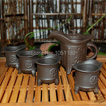 new Classical Chinese generals Cup purple clay tea set kungfu 150ml Ore tea pot sets with 40ml tea cup artwork free shipping