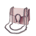 Litchi Stria Designer Small Crossbody Bag Sake shaped Metal Ornament Flap Chain Bag Ladies New Fashion