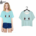 2016 Squirtle Pokemon Costume Punk Harajuku T shirt Women Short Sleeve Crop Top Blusa Summer O