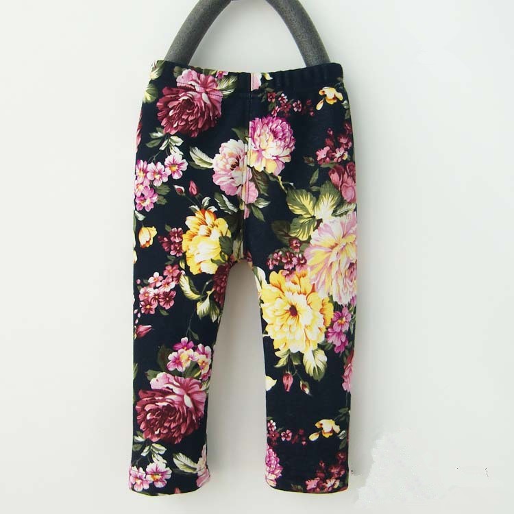 Retail 1pcs Baby Girls Winter Pants 100 Cotton Warm Toddler leggings Flower Leopard PP Pants Warp
