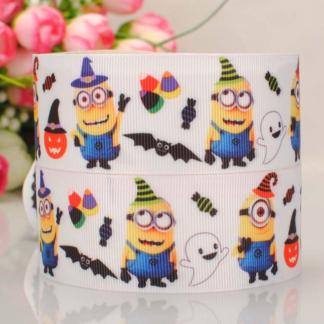 FreeShipping 10yards1.5''38mm haunted MINIONS printed grosgrain HALLOWEEN ribbon hairbow accessories DIY handmade material