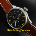 2016 fashion watch Parnis 47mm Power Reserve Sandblast Case Leather Analog Automatic mechanical Mens Watch