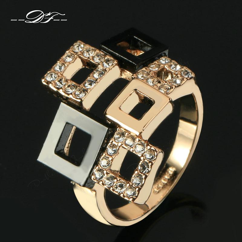AAA Cubic Zircon Rings Wholesale 18K Rose Gold Plated Fashion Brand Party Crystal Retro Jewelry For