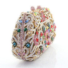 2015 New Year Gift China A Grade Crystal Evening Party Women Clutch Purses Wedding Rhinestones Metal