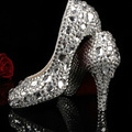 2016 Popular Crystal High Heel Silver Color Wedding Dress Shoes Women s Diamonds and Rhinestone Bridal