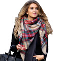 Winter Tartan Female Scarf Desigual Checkered wool Blend Shawls Women Scarves hickness Hot Handkerchief Soft Luxury