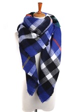 Lady Women Blanket royal bule comfortable warm oversized tartan scarf wrap shawl
