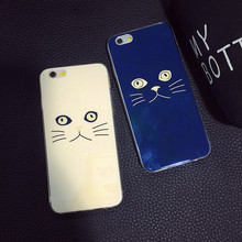 FOR iphone6s letters crown couple phone shell Apple 6plus blue cat face with all-inclusive soft shell protective sleeve tide