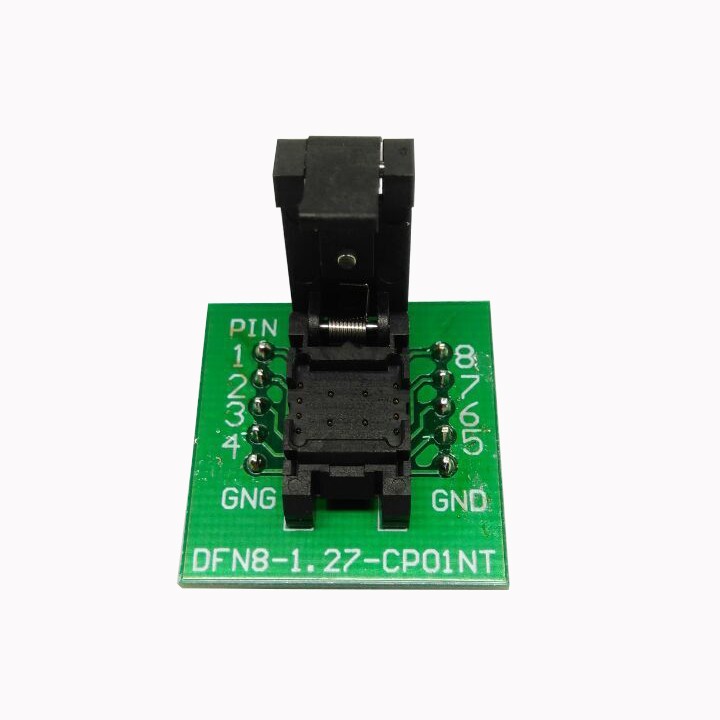 QFN8 DFN8 WSON8 Programming Socket Pogo Pin Test Adapter QFN8-1.27-CPO1PNL Pin Pitch 1.27mm IC Body Size 6*8mm Burn in Socket