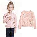Y122307 Retail 2017 New Spring Baby Girls Cardigan Solid Qequins Butterfly Single Breasted Girls Sweater Knitwear