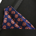 QXY mens fashion pocket square white red stripes men tie handkerchief blue orange paisley floral polyester