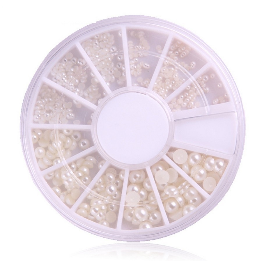 Image of New One Wheels 3d Nail Art Pearl 4 Size 1.5/2/3mm Clear Ceramic New Arrival Tips Decorations Nail Art Rhinestones Nail Tools