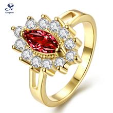 R113-A-8 18k real gold plated classice women silver Ring Marquise ruby and lab diamond zircon fashion jewelry free shipping
