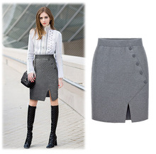 2016 Fashion Women Ladies High Waist Midi Bodycon Split skirt Slim Tube Stretch Pencil Skirt