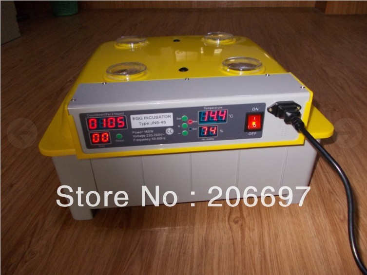 Family type full automatic chicken incubator holding 48 chicken eggs 