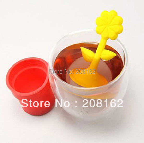 Potted Rose Tea Infuser Christmas Tree Tea Bags Strainers Silicone Filter Stick